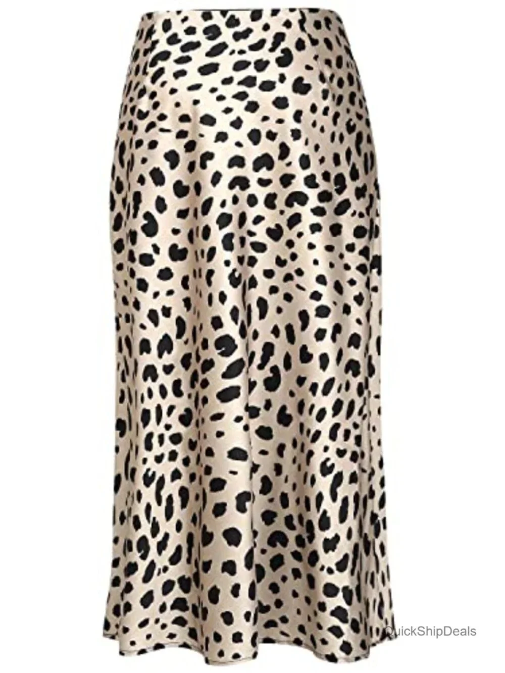 Silk Satin High Waist Elastic A-Line Midi Skirt Trendy Summer